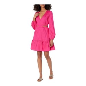 The Drop Women's Sita Short Cutout Cotton Sateen Dress Hot Pink XS NWT